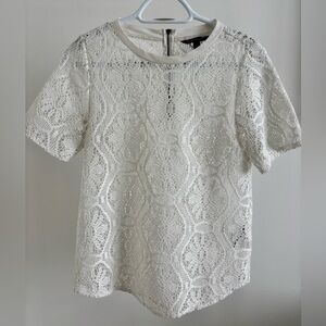 Banana Republic Cream Lace Short Sleeve Top